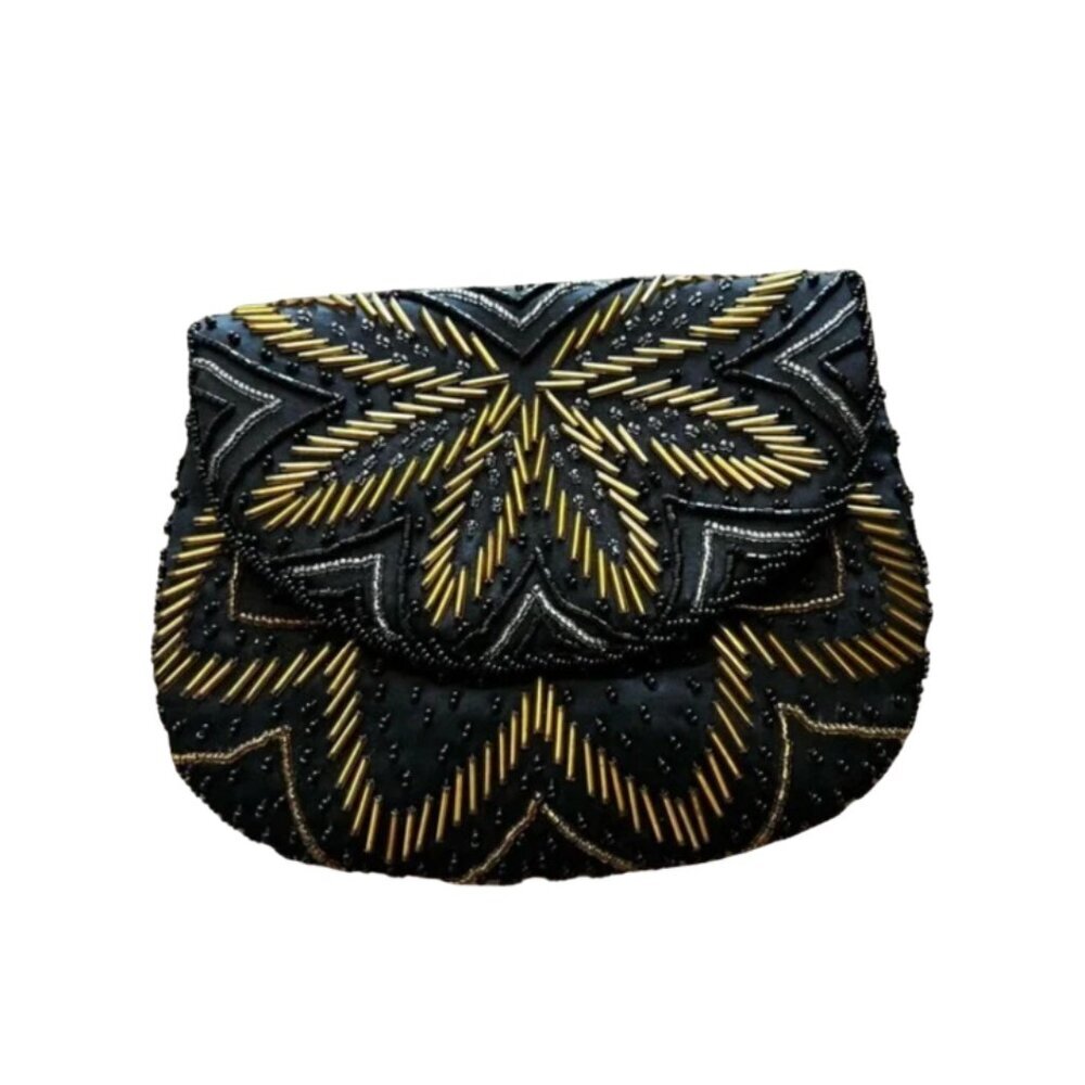 Black Vintage Beaded Clutch - 1920's style